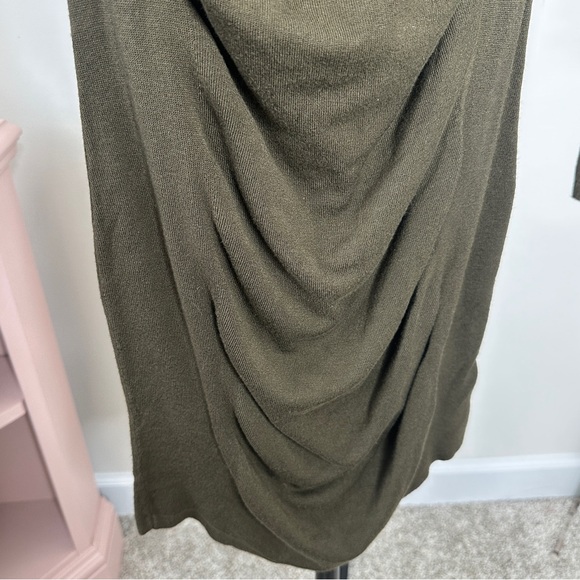 Express Knit Dark Olive Long Sleeve Dress - Picture 3 of 4
